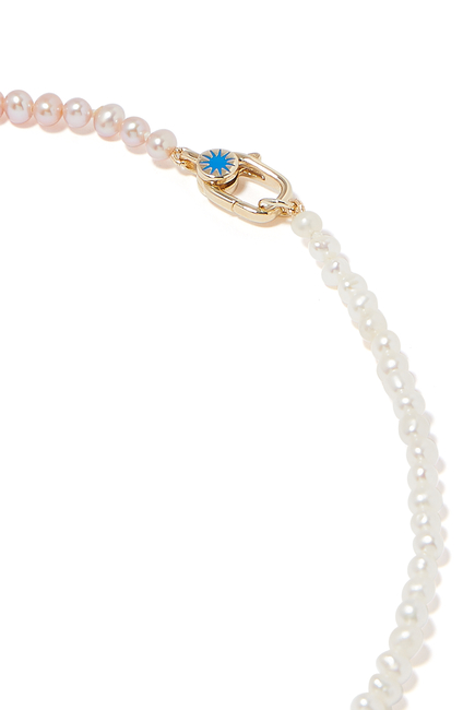 Mini Pearl Necklace, 14k Yellow Gold